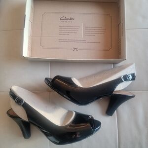 Clarks Florine Senna Black Patent Shoe Size10